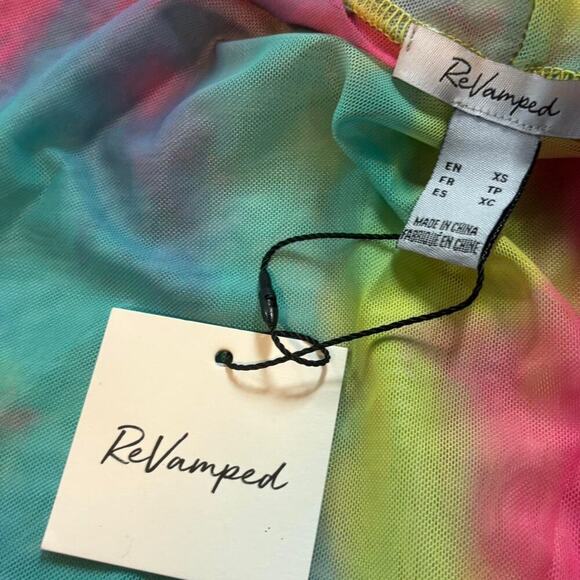 Revamp Tie-Dye Sheer Mini Bodycon Short Sleeve Bathing-suit Cover NWT - Picture 6 of 6